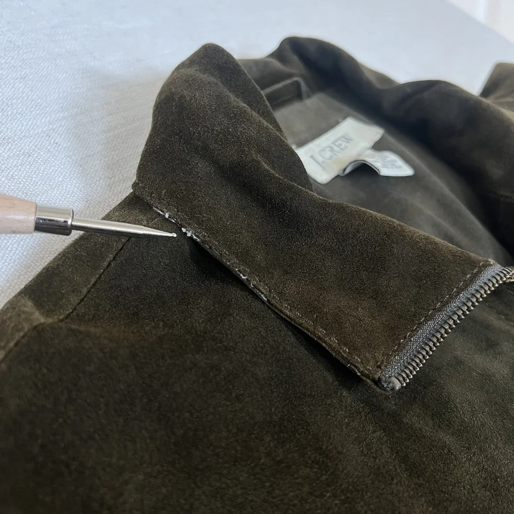 J. CREW Large Vtg Leather Suede Dark Brown Mens Jacket